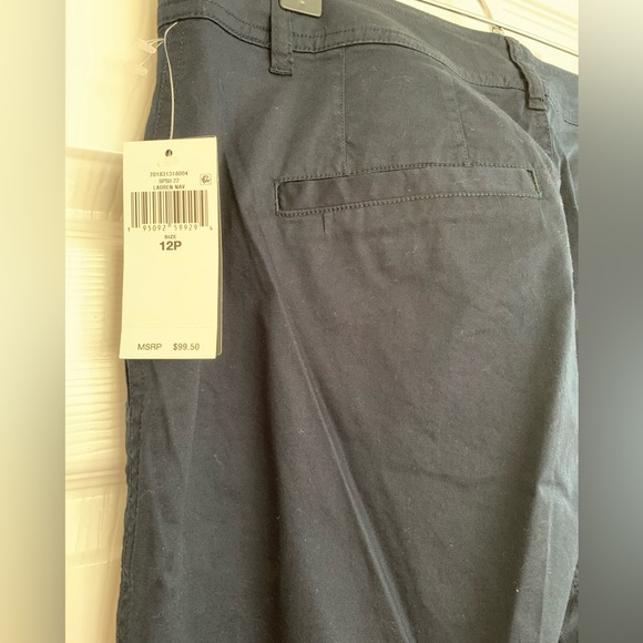 NWT Ralph Lauren Navy Cotton Wide-Leg Pants Front Zip Closure Size 12P - Picture 6 of 9